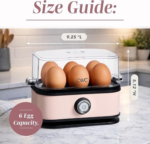 COOK WITH COLOR 6-Egg Capacity Egg Cooker – For Soft, Medium, Or Hard-Boiled Eggs, Rapid Cook Time, Auto Shut-Off & Boil-Dry Protection – Includes Tray, Measuring Cup & Lid – 210W Egg Maker, Pink in Kuwait