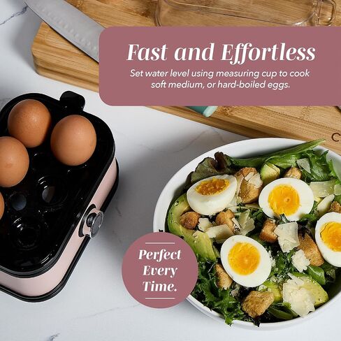 COOK WITH COLOR 6-Egg Capacity Egg Cooker – For Soft, Medium, Or Hard-Boiled Eggs, Rapid Cook Time, Auto Shut-Off & Boil-Dry Protection – Includes Tray, Measuring Cup & Lid – 210W Egg Maker, Pink in Kuwait