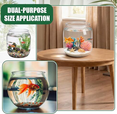 2 Pcs 4 Gallon & 1 Gallon Plastic Fish Bowl Large Round Clear Betta Aquarium Fish Tank Shatterproof Goldfish Bowl Hydroponic Planter Multi-use Container for Terrarium Flower Vase Centerpiece in Saudi Arabia
