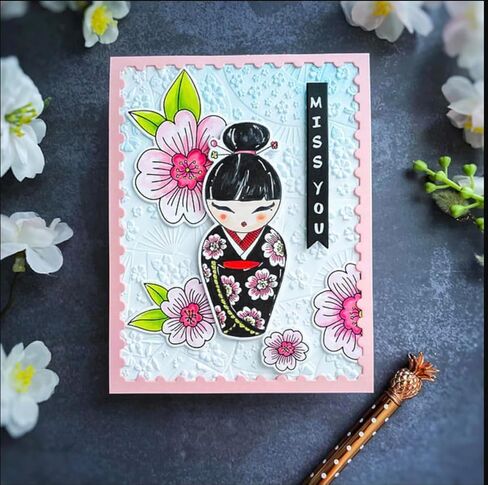 مجلد النقش ثلاثي الأبعاد من Spellbinders Alex Syberia Designs Floral Fans، 5.5x8.5 بوصة من مجموعة Springtime in Kyoto in Kuwait