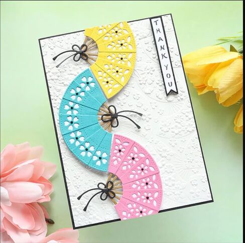 مجلد النقش ثلاثي الأبعاد من Spellbinders Alex Syberia Designs Floral Fans، 5.5x8.5 بوصة من مجموعة Springtime in Kyoto in Kuwait
