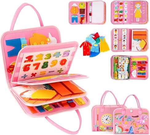 ألعاب مونتيسوري المزدحمة للهدايا التي تبلغ من العمر سنة واحدة، ألعاب الفتيات التعليمية، كتب الأنشطة الهادئة، هدايا الأطفال الصغار، كتاب مشغول للأطفال الصغار من سن 1 إلى 3 سنوات، لعبة سفر وردية اللون لمدة عام واحد in Kuwait