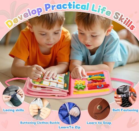 ألعاب مونتيسوري المزدحمة للهدايا التي تبلغ من العمر سنة واحدة، ألعاب الفتيات التعليمية، كتب الأنشطة الهادئة، هدايا الأطفال الصغار، كتاب مشغول للأطفال الصغار من سن 1 إلى 3 سنوات، لعبة سفر وردية اللون لمدة عام واحد in Kuwait