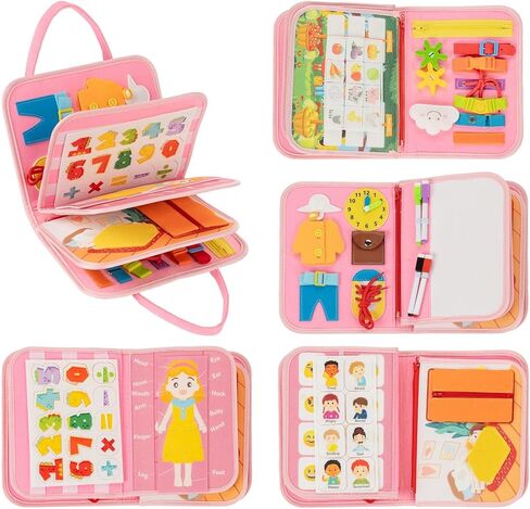 ألعاب مونتيسوري المزدحمة للهدايا التي تبلغ من العمر سنة واحدة، ألعاب الفتيات التعليمية، كتب الأنشطة الهادئة، هدايا الأطفال الصغار، كتاب مشغول للأطفال الصغار من سن 1 إلى 3 سنوات، لعبة سفر وردية اللون لمدة عام واحد in Kuwait