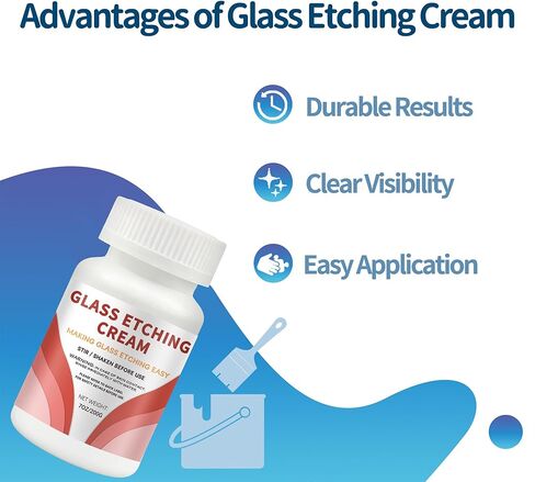 7oz Glass Etch Starter Cream Kit, Mirrors, Ceramics, Porcelain, Marble, and Slate - for Makers, Creators, Crafters, DIY'ers of All Ages & Experience Levels. Smooth Formula and Fast Acting in Kuwait