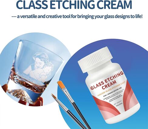 7oz Glass Etch Starter Cream Kit, Mirrors, Ceramics, Porcelain, Marble, and Slate - for Makers, Creators, Crafters, DIY'ers of All Ages & Experience Levels. Smooth Formula and Fast Acting in Kuwait