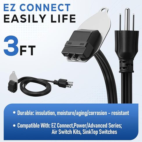 1 Pcs Garbage Disposal Power Cord Compatible with Insinkerator Ez Connect Power Crd-Ez Cord Advanced Series Continuous Feed Food Waste Disposer Models Garbage Disposal in Kuwait
