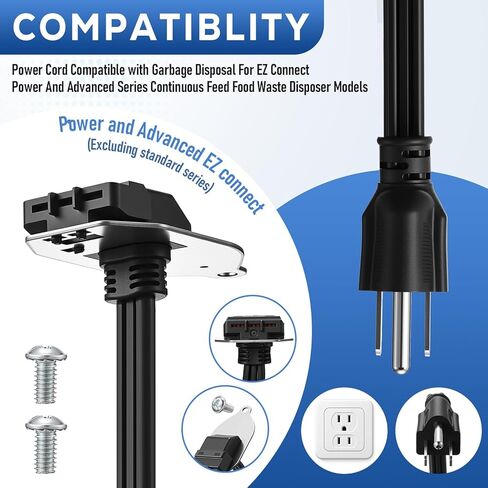 1 Pcs Garbage Disposal Power Cord Compatible with Insinkerator Ez Connect Power Crd-Ez Cord Advanced Series Continuous Feed Food Waste Disposer Models Garbage Disposal in Kuwait