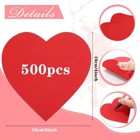 500 قطعة من قطع القلب من Ctosree مقاس 10.16 سم على شكل قلب، قطع من الورق لعيد الحب لمشاريع الحب والسلام في عيد الحب (أحمر) in Kuwait