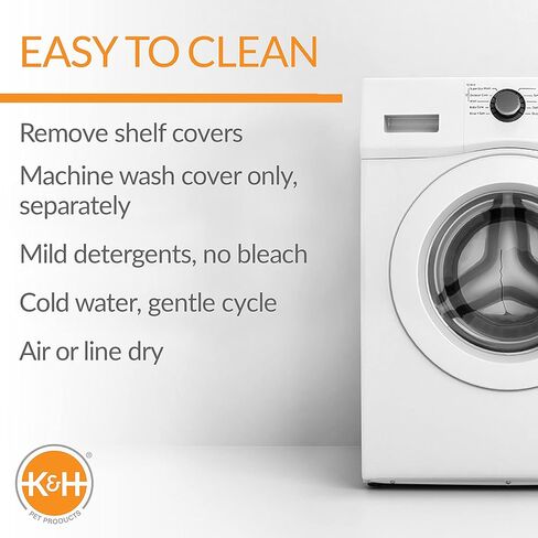 K&H Pet Products نافذة للقطط نافذة للقطط الكبيرة، سرير أرجوحة نافذة عتبة كيتي قوي، إطار فولاذي، أكواب شفط قوية، غطاء رف قابل للغسل، قابل للطي - 23 × 12 بوصة من الصوف in Kuwait