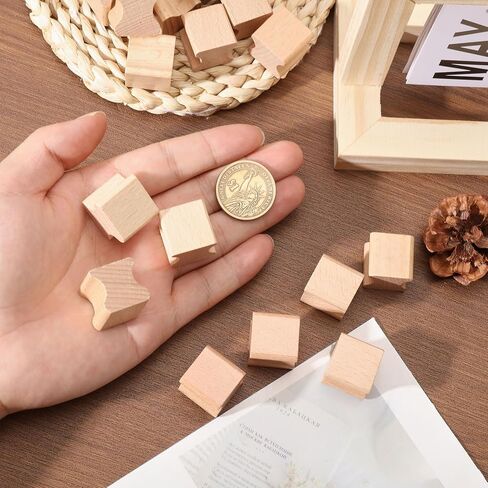 20 قطعة من طوابع المطاط الخشبية الفارغة من GLOBLELAND للحرف اليدوية مقاس 20 × 20 مم مربع طوابع مطاطية خشبية مقبض مكعبات خشبية صلبة لصنع الطوابع وختم سجل القصاصات ديكور يدوي الصنع in Kuwait