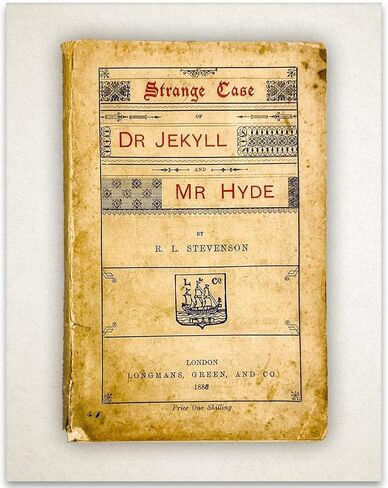 Lone Star Art Store Strange Case of Dr. Jekyll and Mr. Hyde Book Cover - 11x14 Unframed Print - Perfect Vintage Brown, Black, Red 11 x 14 Inch in Saudi Arabia