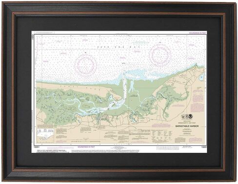 Framed Nautical Map 13251 : Barnstable Harbor, MA- Poster Size. Handmade in USA in Saudi Arabia