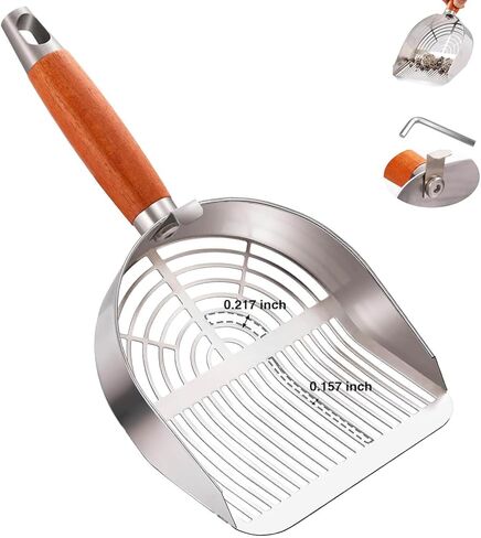 مجارف فضلات القطط، مغرفة كيتي، فتحة مخططة، مغرفة فضلات القطط شديدة التحمل تلتقط جميع الكتل، منخل فائق السرعة مع قبضة أناتو المريحة in Kuwait