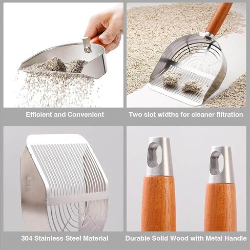 مجارف فضلات القطط، مغرفة كيتي، فتحة مخططة، مغرفة فضلات القطط شديدة التحمل تلتقط جميع الكتل، منخل فائق السرعة مع قبضة أناتو المريحة in Kuwait