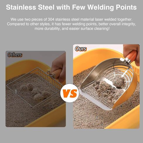 مجارف فضلات القطط، مغرفة كيتي، فتحة مخططة، مغرفة فضلات القطط شديدة التحمل تلتقط جميع الكتل، منخل فائق السرعة مع قبضة أناتو المريحة in Kuwait