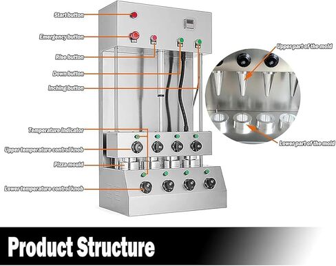 Stainless Steel Cone Pizza Maker, 4-Slot Design with Independent Temperature Control & Auto Alert, Ideal for Pizzerias, Restaurants, and Bars in Saudi Arabia