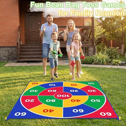 2-in-1 Giant Tic Tac Toe Game Bean Bag Toss Games, 4.5FT Double-Sided Large Tic Tac Toe Game with 10 Pcs Bean Bags, Outdoor Games for Adults and Family Lawn Yard Carnival Field Day Party in Saudi Arabia