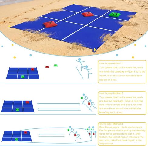 2-in-1 Giant Tic Tac Toe Game Bean Bag Toss Games, 4.5FT Double-Sided Large Tic Tac Toe Game with 10 Pcs Bean Bags, Outdoor Games for Adults and Family Lawn Yard Carnival Field Day Party in Saudi Arabia