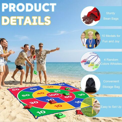 2-in-1 Giant Tic Tac Toe Game Bean Bag Toss Games, 4.5FT Double-Sided Large Tic Tac Toe Game with 10 Pcs Bean Bags, Outdoor Games for Adults and Family Lawn Yard Carnival Field Day Party in Saudi Arabia