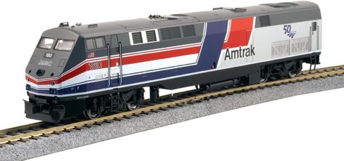 منتجات قطار Kato USA النموذجية HO GE P42 Amtrak Dash 8" المرحلة الثالثة #160 مع شعار الذكرى السنوية الخمسين، أحمر، فضي، أزرق (37-6116) in Saudi Arabia