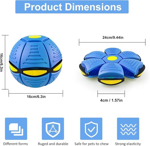 Magic Bouncing Ball Pop Up Balls – Light Up Magic Meta Ball Toy with 6 Light – Dual-Form Bouncy Balls Indoor Outdoor Play – Transforming Toy for Parent-Child Interaction (Blue) in Kuwait