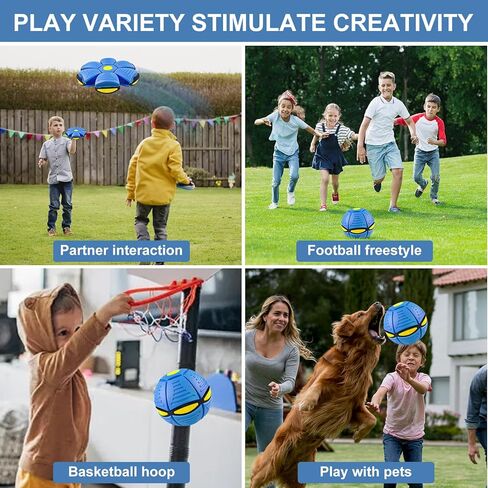Magic Bouncing Ball Pop Up Balls – Light Up Magic Meta Ball Toy with 6 Light – Dual-Form Bouncy Balls Indoor Outdoor Play – Transforming Toy for Parent-Child Interaction (Blue) in Kuwait