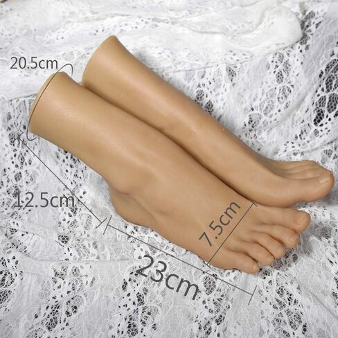 1 Pair Silicone Life Size Female Mannequin Foot Display Jewelry Sandal Shoe Sock Display Art Sketch with Red Nail in Saudi Arabia