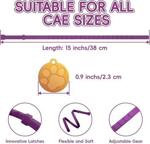 Calming Collars for Cats, 4 Packs Adjustable Calming Cat Collar with Pheromone Scent, with Yellow Gold Pendants, 120 Days Calm Relief for Anxious Cats, 15 Inch, Purple in Kuwait