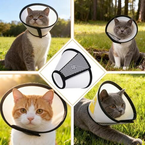 2 عبوة من مخاريط القطط لوقف اللعق، مخروط ناعم ومريح وقابل للتعديل للكلاب بعد الجراحة، طوق على شكل حرف E، مخاريط تعافي الحيوانات الأليفة بديلة عن طوق رأس إليزابيث البلاستيكي للقطط والقطط والجرو (مقاس M) in Kuwait