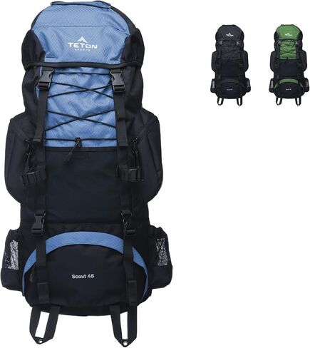 Teton 55L Scout Internal Frame Backpack for Hiking, Camping, Backpacking, Rain Cover Included, Pacific in Saudi Arabia