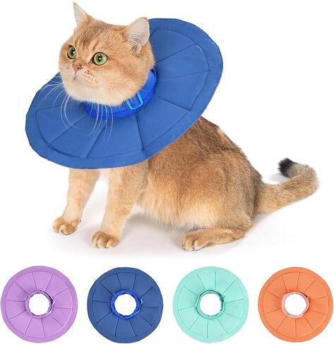 Avont Adjustable Cat Recovery Collar, Soft Lightweight Water Resistant Donut Cone for Cats After Surgery, Anti-Lick Protective E-Collar for Healing -Purple(M) in Kuwait