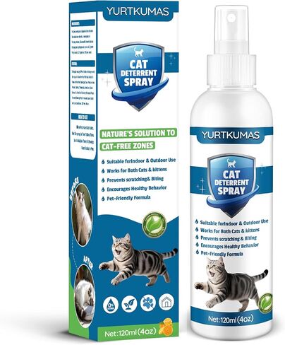 Cat Deterrent Spray - Indoor & Outdoor Cat Repellent, Stops Cats from Scratching Furniture, Carpets, Sofas, Curtains and Urine Marking - Effective Anti-Scratch Training Aid (Blue) in Kuwait