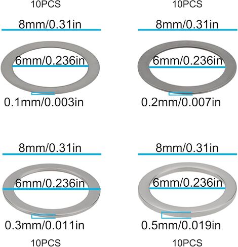 40 قطعة M6x8mm RC نموذج سيارة طوقا 0.1 0.2 0.3 0.5 مللي متر 304 الفولاذ المقاوم للصدأ لمعظم موديلات السيارات in Saudi Arabia