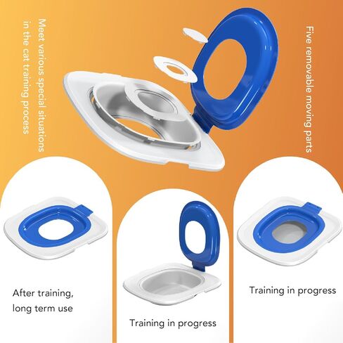 Cat Toilet Training Kit, Reusable Cat Toilet Trainer Urinal Removable Pet Toilet Training System, Professional Cat Urinal Seat Trainer for Home Pet Shop (Blue) in Saudi Arabia