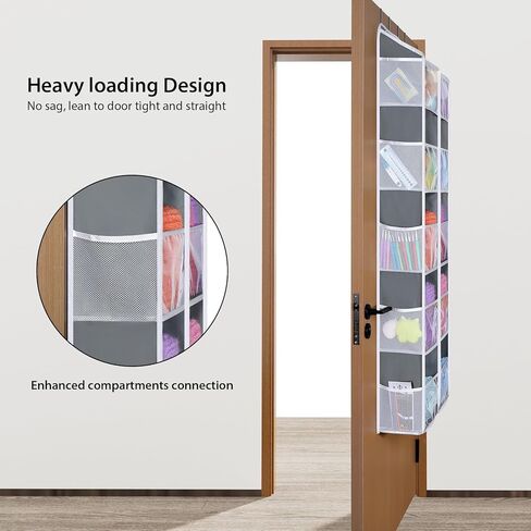 منظم تخزين الخيوط المعلقة من Univivi، منظم حقائب كروشيه كبير جدًا مكون من 5 طبقات مع جيوب عميقة شفافة، تخزين الخيوط فوق الباب لخطاف الكروشيه، إبر الحياكة (رمادي) in Kuwait