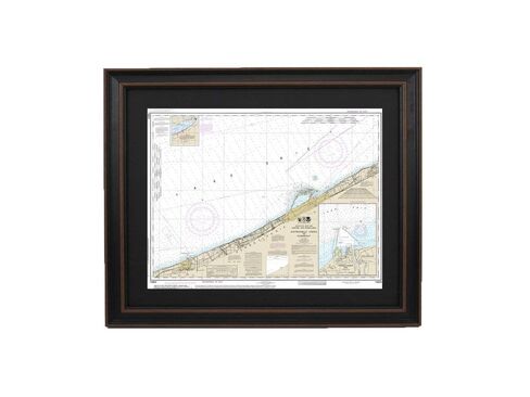 خريطة بحرية مؤطرة 14824: SixteenMile Creek to Conneaut؛ ميناء كونيوت، بحيرة إيري - حجم الملصق. مصنوع يدويًا في الولايات المتحدة الأمريكية in Saudi Arabia