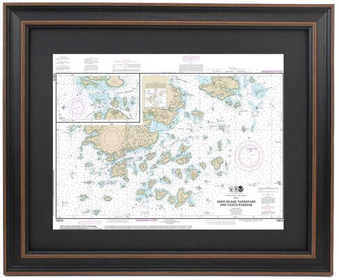 Framed Nautical Map 13315 : Deer Island Thorofare & Casco Passage, Maine- Poster Size. Handmade in USA in Saudi Arabia