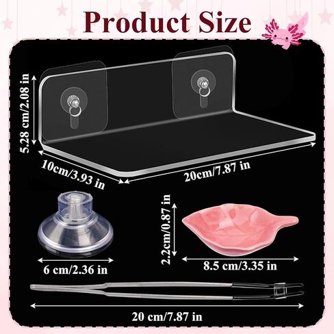Axolotl Hammock Ledge for Aquarium with Feeding Dish Ceramic Tray Suction Cup and Feeding Tweezer Axolotl & Bearded Dragon Aquarium Accessories Kit (7.8 x 3.9in) in Saudi Arabia