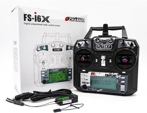 وحدة تحكم جهاز إرسال RC من Flysky FS-i6X 10CH 2.4 جيجا هرتز مع جهاز استقبال iA6B 6CH للأجنحة الثابتة والطائرة الشراعية والمروحية وقارب RC in Kuwait
