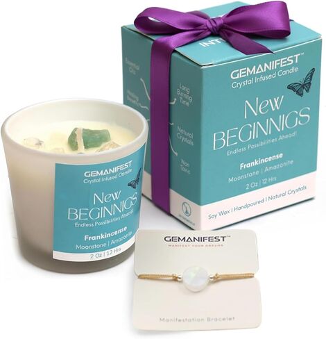 Money Manifestation Candle with Pyrite Bracelet for Wealth Prosperity and Success Pumpkin Spice Soy Candles for Office Home Scented Prosperity Crystal Candle Gifts for Men Women in Saudi Arabia