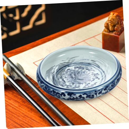 OHPHCALL Ceramic Ink Brush Washer Blue and White Porcelain Sumi Brush Cleaning Tool for Home Office Durable and Multi Functional Writing Supply Smooth Surface Design in Saudi Arabia