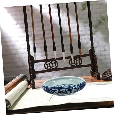 OHPHCALL Ceramic Ink Brush Washer Blue and White Porcelain Sumi Brush Cleaning Tool for Home Office Durable and Multi Functional Writing Supply Smooth Surface Design in Saudi Arabia