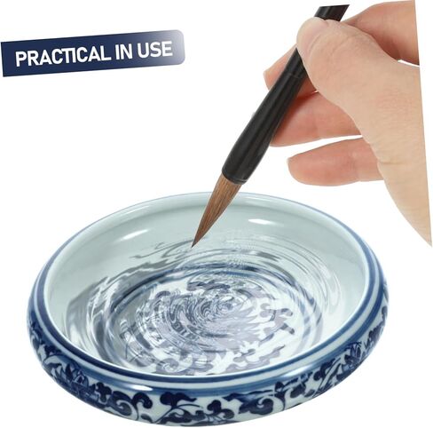 OHPHCALL Ceramic Ink Brush Washer Blue and White Porcelain Sumi Brush Cleaning Tool for Home Office Durable and Multi Functional Writing Supply Smooth Surface Design in Saudi Arabia