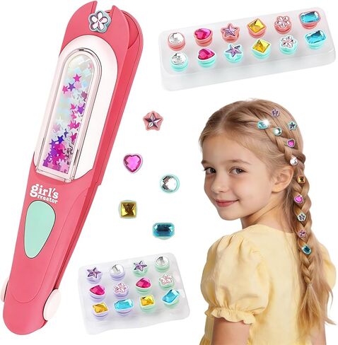 CLFORLORGN Hair Gem Stamper Kit for Girls, Reusable Hair Bling Gems Styling Set with Rhinestones, Easy DIY Hair Accessories Toy, Birthday & Christmas Gifts for Girls Ages 4–12 Year Old in Saudi Arabia