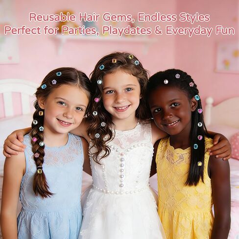CLFORLORGN Hair Gem Stamper Kit for Girls, Reusable Hair Bling Gems Styling Set with Rhinestones, Easy DIY Hair Accessories Toy, Birthday & Christmas Gifts for Girls Ages 4–12 Year Old in Saudi Arabia
