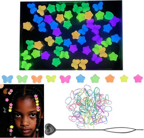 50Pcs Soft Small Silicone Beads for Hair,Hair Beads for Kids Girls Braids with 5mm Hole Glow in The Dark 5 Color(50) in Saudi Arabia