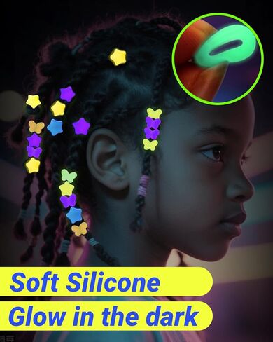 50Pcs Soft Small Silicone Beads for Hair,Hair Beads for Kids Girls Braids with 5mm Hole Glow in The Dark 5 Color(50) in Saudi Arabia
