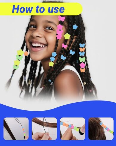 50Pcs Soft Small Silicone Beads for Hair,Hair Beads for Kids Girls Braids with 5mm Hole Glow in The Dark 5 Color(50) in Saudi Arabia