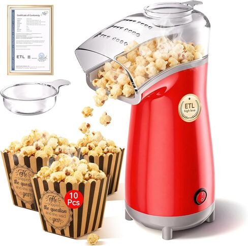 5.0Health Upgrade - Popcorn Machine,Butter Melter.3-Minute Quick Po Pcorn Popcorn maker,Oil-Free And EasyTo Clean. Air Popcorn Machine - Perfect For Family Movie Nights And Kids' Parties,Bright red in Saudi Arabia
